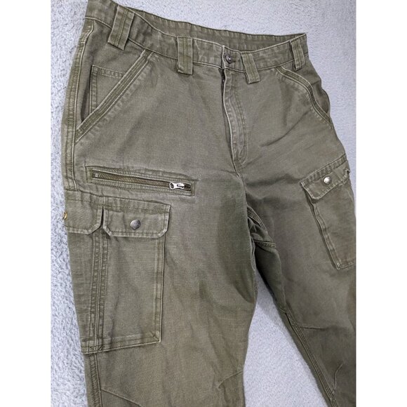 Duluth Trading Pants Mens 38x34 Ripstop Cargo Zip Pocket Utility Work Green - Picture 12 of 14